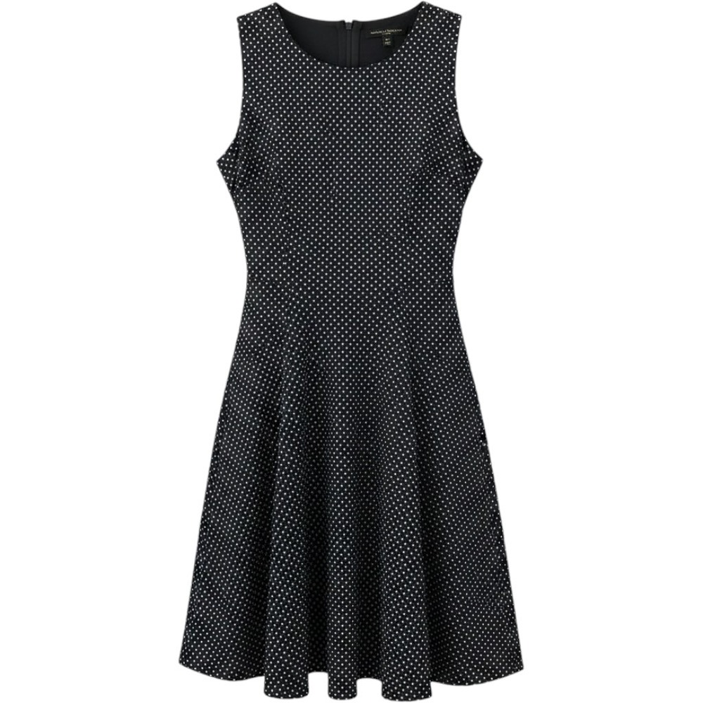 Banana Republic Navy Blue White Polka Dot Fit and Flare Dress Sleeveless Sz 8